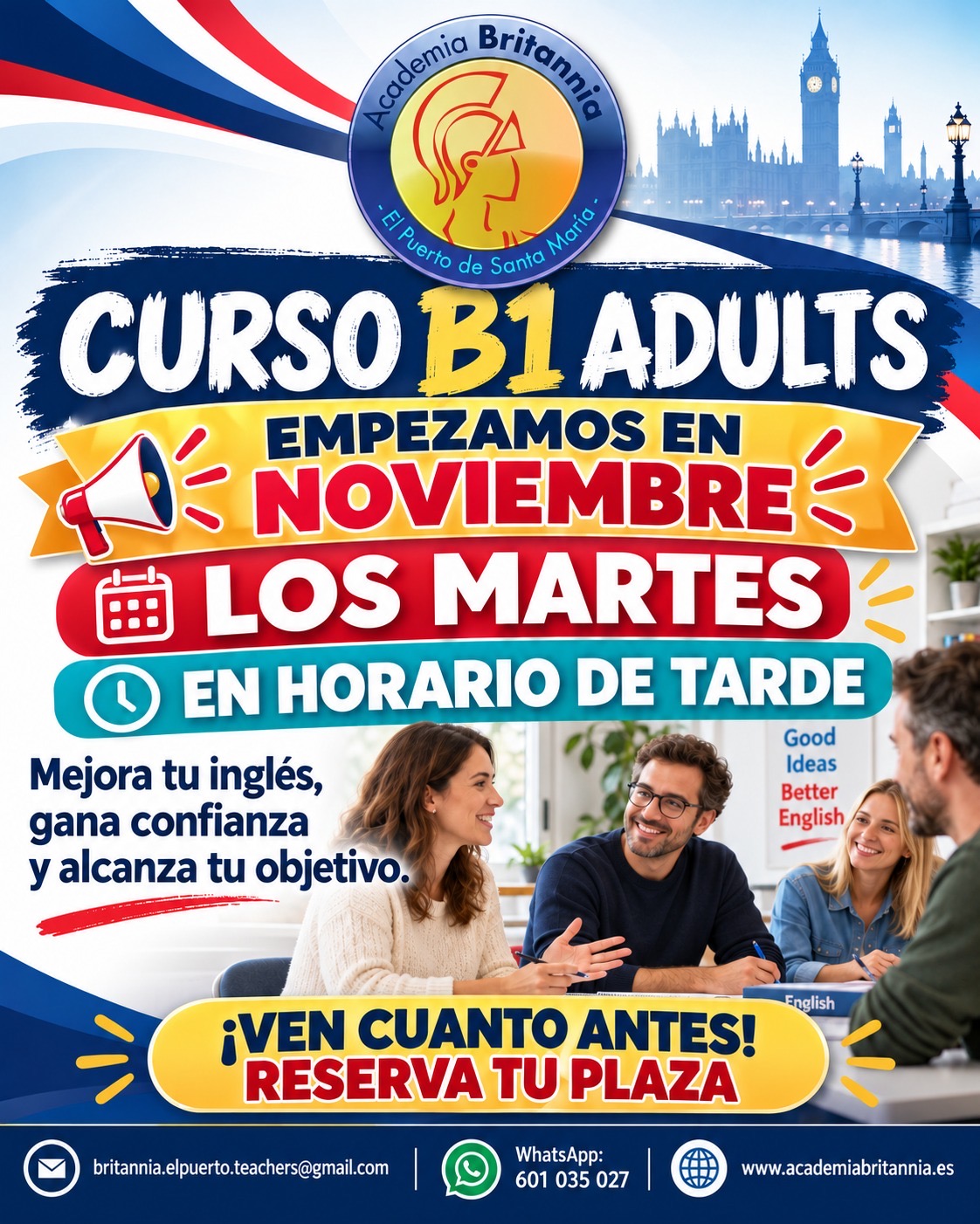 ¡Nuevo curso No Intensivo de inglés B1 para adultos!